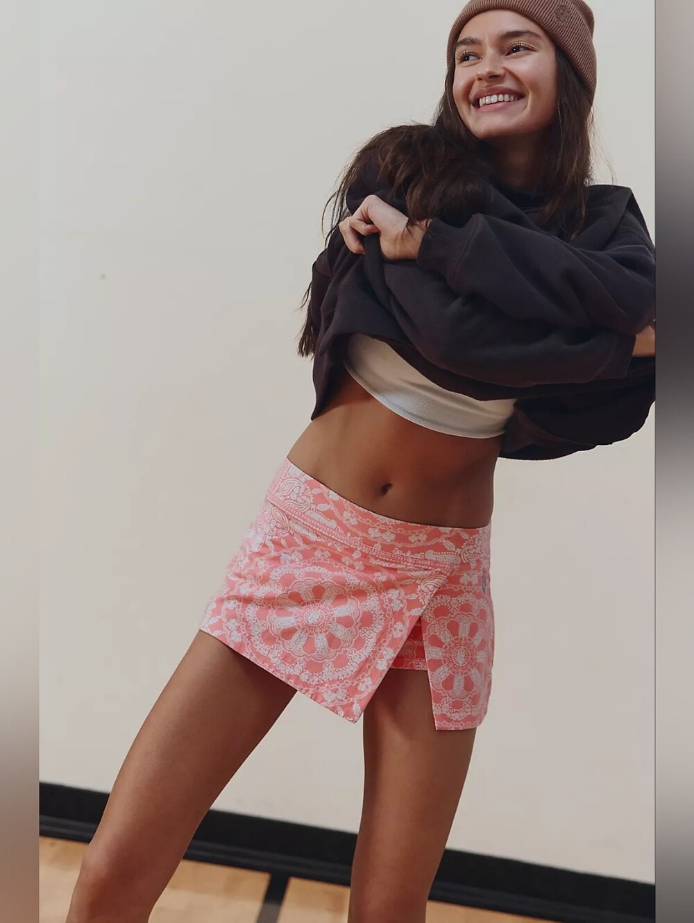 🪷NWT Free People FP Movement Hot Shot Skortsie, Size XL In Pink Bandana🌙